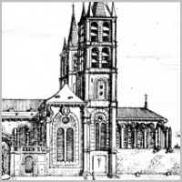 Église de Saint-Germain-des-Prés au XVIIe siècle. Les clochers encadrant le chœur seront arasés en 1822 (Wikipedia), Foto Marburg,4.jpg